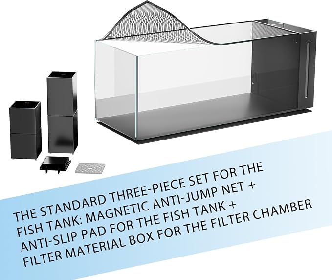 Allcolor Ultra Clear Rimless Aquarium Tank gallons Low Iron Glass Side Filtration + Anti-Jumping net (40Gal)