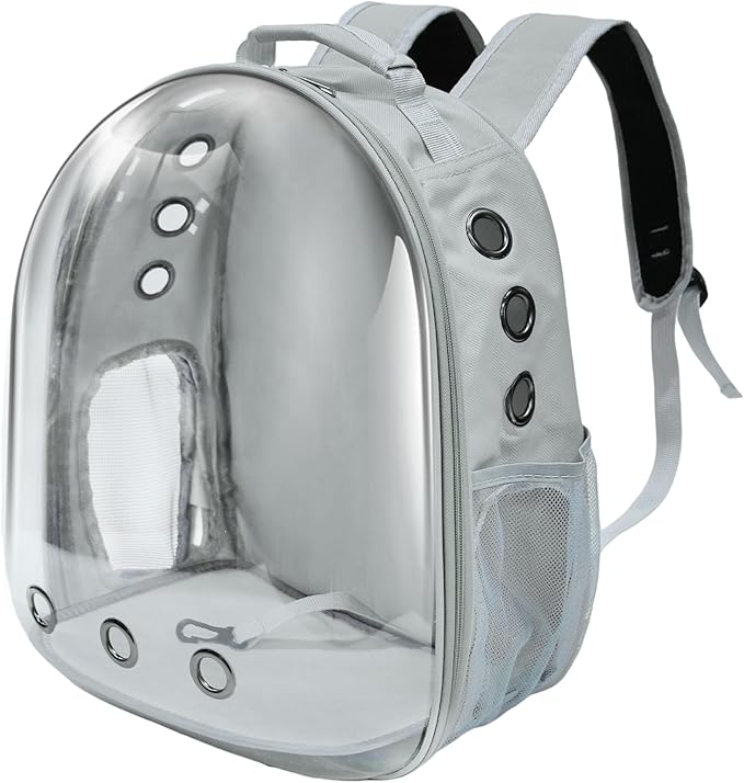 Cat Backpack, Airline Approved Bubble Carrying Bag for Small Medium Dogs Cats, Space Capsule Pet Carrier Dog Hiking Backpack Travel Carrier (Grey)