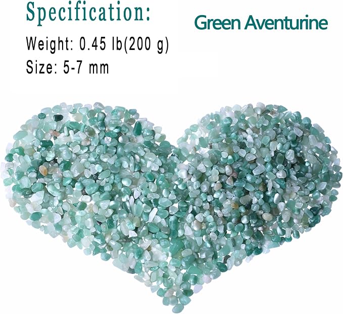 Natural Green Aventurine Crystal Quartz Rocks Chips Vase Filler Rocks for Succulent Plant Small Fish Tank Aquarium Gravel Decorative Pebbles Stones(200 gram)