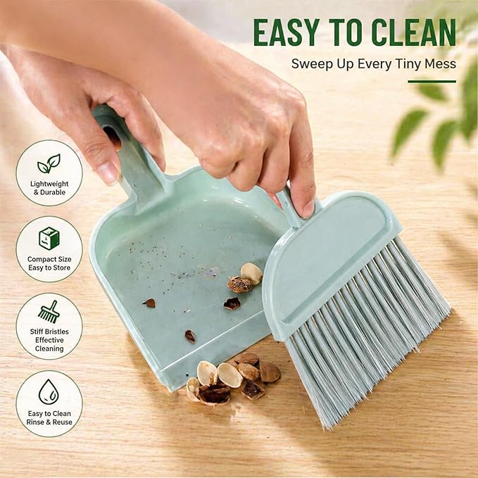 Rypet Cage Cleaner for Guinea Pigs, Hamsters, Chinchillas, Rabbits, Reptiles, Hedgehogs and Other Small Animals - Mini Dustpan and Brush Set Cleaning Tool for Animal Waste (1 Pack)