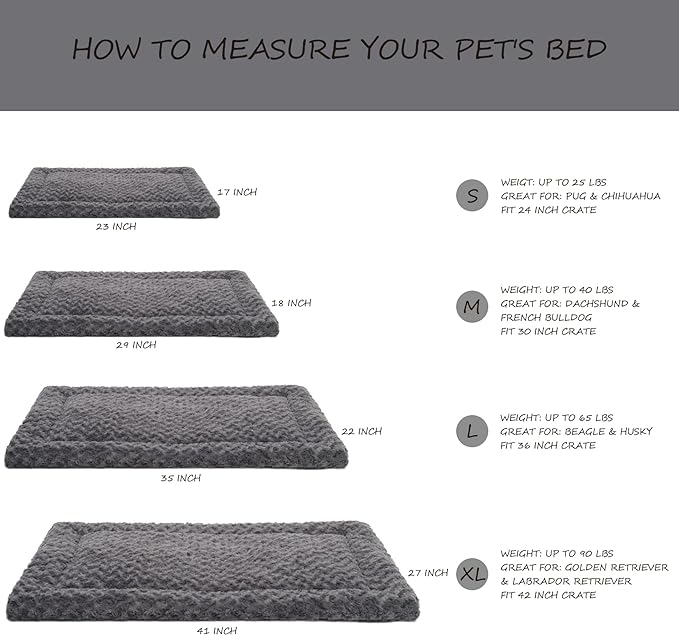 Washable Dog Bed Mat Crate Pad Soft Fluffy Pet Kennel Beds Dog Sleeping Mattress for Large Jumbo Medium Small Dogs, 30 x 19 Inch, Gray