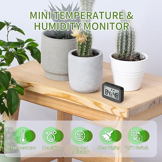 Mini Hygrometer Indoor Thermometer, Humidity Gauge with ℃/℉ Switch, Humidity Meter Digital Temperature Monitor for Greenhouse Babyroom Cellar Reptile Incubator Closet (4)