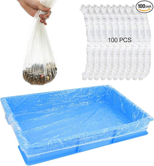 Fhiny 13.8'' x 9.9'' Disposable Guinea Pig Cage Liner, 100 PCS Plastic Rabbit Tray Liner Leak Proof Small Animal Litter Pan Bags Universal Hamster Cage Toilet Film for Bunny Chinchilla Hedgehog Bird