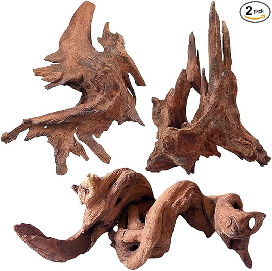 Jorewood Natural Aquarium Driftwood for Fish Tanks & Reptile Terrariums – Safe Fish Tank Decorations, Unique Twisted Branches 3-Piece 7-11 Inch Low Tannin, Easy to Sink
