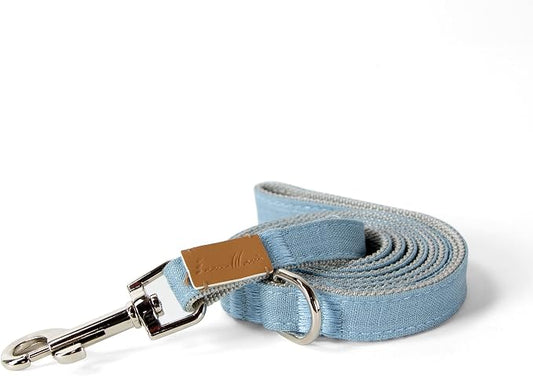 Sam and Maui Linen Blend Dog Leash with D-Ring, 4.5 FT Walking Lead for Small Dog, Blue S