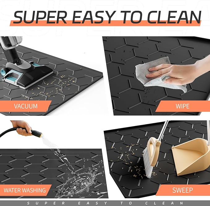 Bulkniu Large Silicone Cat Litter Mat, Waterproof/Urineproof, Litter Recycling, Easy to Clean, Soft on Kitty Paws (22"X34"- Black)