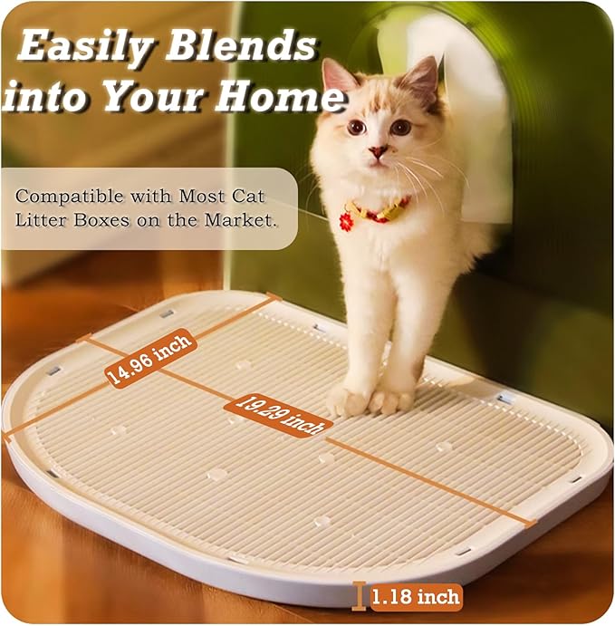 Cat Litter Mat Litter Trapping Mat,19.29"×14.96",Cat Litter Box Mat for Floor,Large Litter Matt for Cat Litter Box,Kitty Litter Mat Catcher,Waterproof Urine Proof,Washable,Easy Clean,Less Waste (Grey)