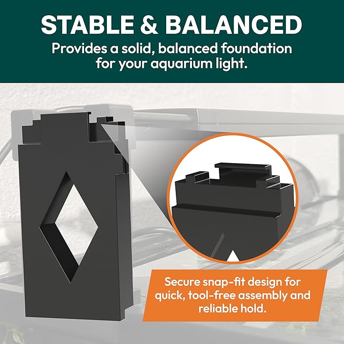 Aquarium Light Risers for Fluval Plant & Marine 3.0 & 2.0 LED | Heat-Resistant Polymer Stand | Toolless Easy Install (2-Inch)