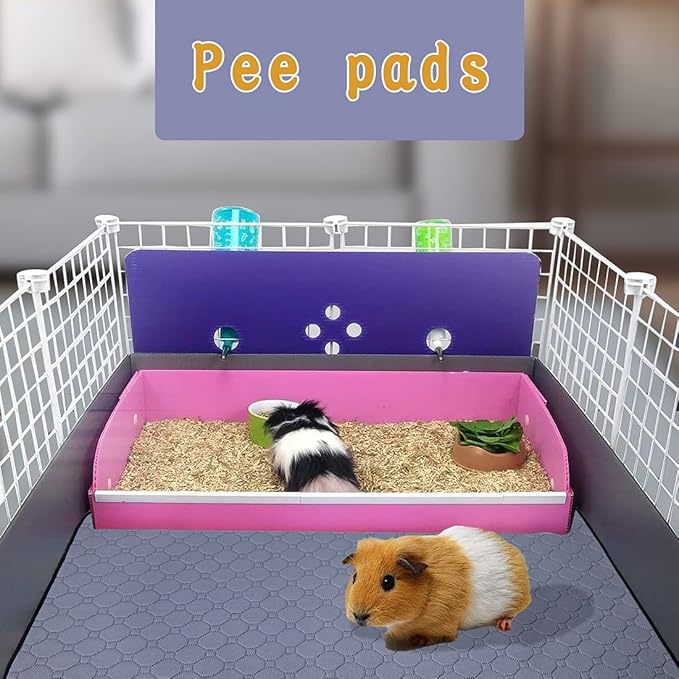 2Pack Guinea Pig Cage Liners, LWYMX 24''X48'' Washable Guinea Pig Pee Pads, Non Slip Reusable Super Absorbent Guinea Pig Training Mat Bedding Fleece for Small Animals Hamster Rabbit Chinchilla Rat