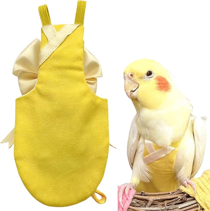 Bird Flight Suits Diapers, Parrot Flight Suits Diapers for Quaker Parakeets Cockatiels Conures Macaw African Grey, Bird Diaper, Parrot Clothes (Yellow,L)