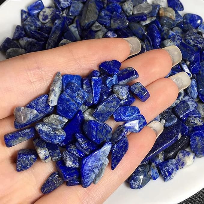 Erliway Lapis Lazuli Crystal Chips Bulk for Vase Filler Craft, 0.5 lb 7-9mm | Natural Crushed Crystal Stone for Spell Jar, Aquarium Gravel, Reiki Healing Meditation, Jewelry Making, Resin Art, Home Décor
