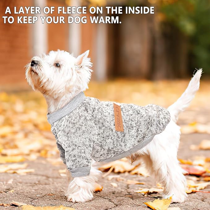 2 Pieces Dog Sweaters for Small Dogs Fall Dog Clothes Male Winter Fleece Puppy Sweaters Warm Thick Outfit Pet Small Doggie Cold Coat for Boy Girl Dogs Yorkie, Chihuahua, Bulldog, Dachshund,Pug, Medium