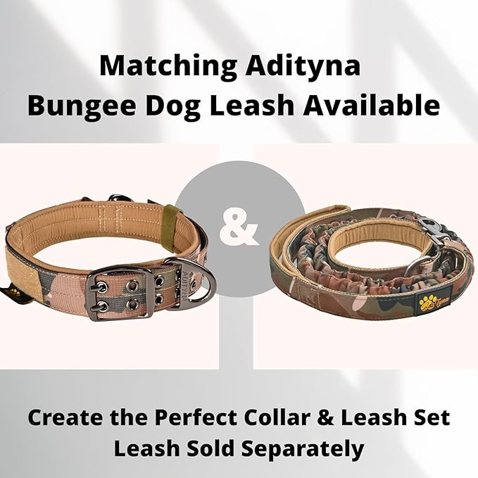 ADITYNA Heavy Duty Dog Collar for Extra-Large Dogs - Camo Big XL Collar with Handle for Training, and Walking - Wide, Thick, Tactical, Soft Neoprene Padded