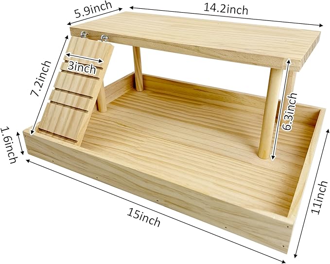 Hamiledyi Dwarf Hamster Activity Playground Mice Living Gym System Set Natural Wood Gerbil Climbing Platform Syrian Exercise Cage Accessories with Lava Stone String Chewing Toy Ladder Bridge Ramp