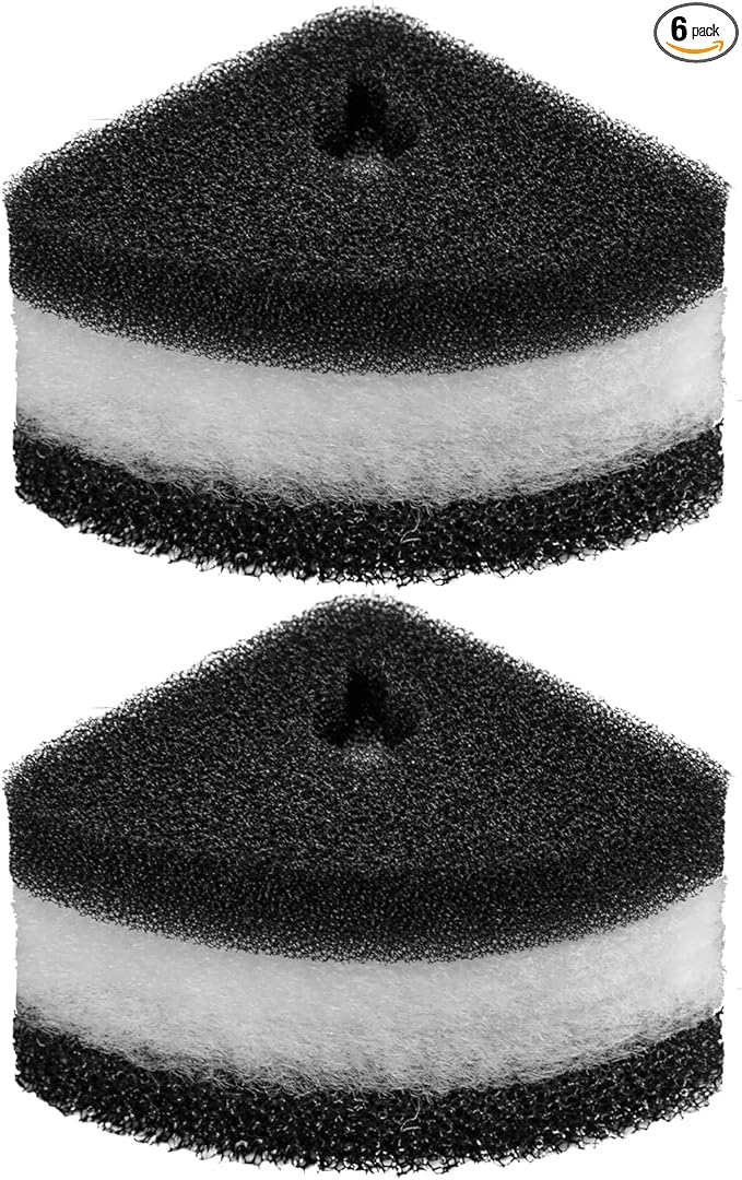 Pawfly 6 Pcs Replacement Filter Pads for 10-30 Gallon Corner Bio Sponge Filter, Aquarium Filter Media Sponge, White Black Bio Foam for Fish Tank Water Filtration