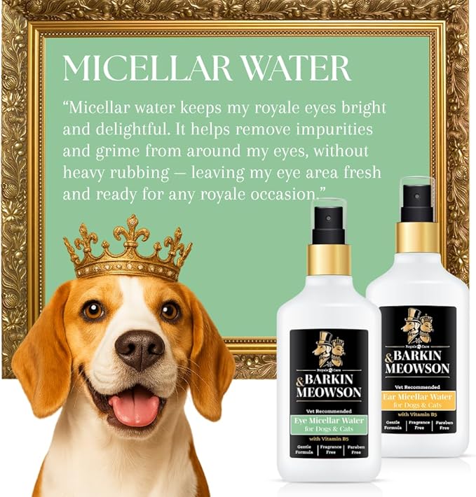 Barkin & Meowson Eye Micellar Water for Dogs & Cats 150ml / 5.07 fl.oz - Vitamin B5, Fragrance-Free Cleansing Formula
