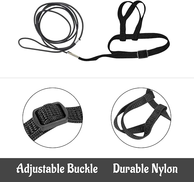 2 pcs Pet Parrot Bird Harness and Leash, Adjustable Training Design Anti-Bite, Outdoor Flying Training Rope Kit for Bird Parrots Fits Birds Chest Between46-76cm /18.11-29.92inch - XL (Black)