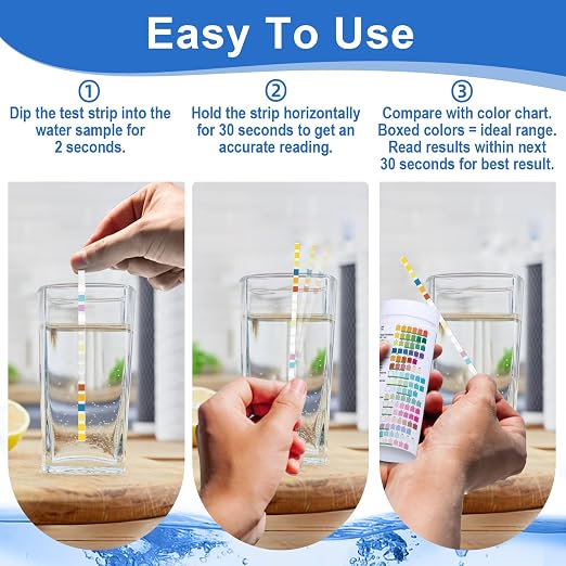 Water Testing Kits for Drinking Water - 150 Strips 24 in 1 Well, Tap | Drinking Water Test Kit, Water Test Strips with Hardness, pH, Lead, Iron, Copper, Chlorine, and More