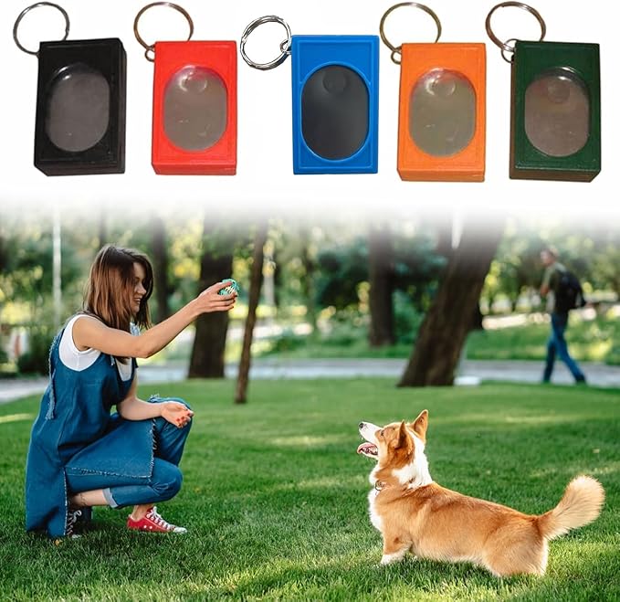2pcs Portable Square Box Training Clicker Puppy Clicker Trainer for Dogs Cats Birds Lizards Fish Aid for Indoor Use (Blue+White)