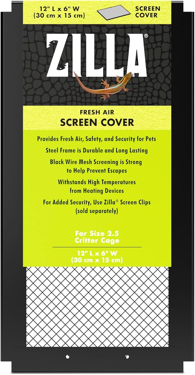 Zilla Fresh Air Screen Cover, Secure and Durable Metal Mesh Cover for Reptile Terrariums, 12 x 6 Inches | Secure and Durable Metal Mesh Cover for Reptile Terrariums
