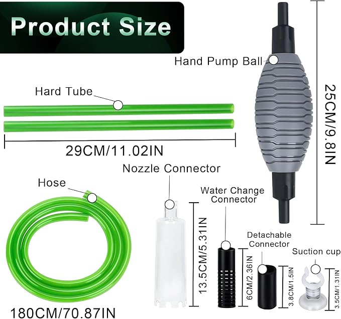boxtech Fish Tank Water Change,Aquarium Gravel Vacuum Siphon | Powerful Siphoning Action,2-in-1 Functionality,Hands-Free Squeeze Start for Aquarium Water Filter
