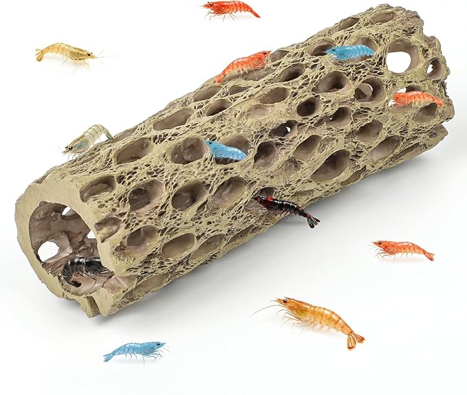 Uniclife Shrimp Hides for Aquarium, Shrimp Cave, Realistic Resin Aquarium Hollow Cholla Wood Decorations, Shrimp Hideout Tank Accessories for Fish Tank Decor, Hiding & Resting,1pcs