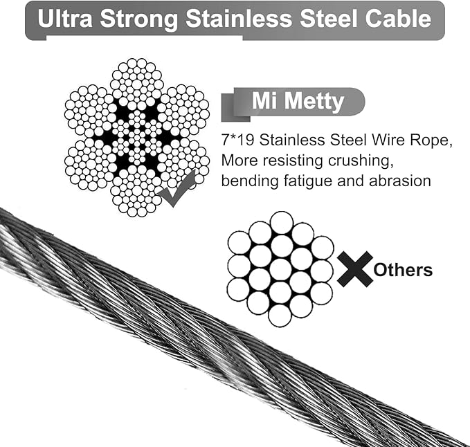 Tie Out Cable for Dogs,10/20/30/50/100FT Dog Leads for Yard Chew Proof,Heavy Duty Tie Out Cable for Large Dogs Up to 125lbs,Dog Runner Tether (Transparent Black, 125Ibs 10ft)