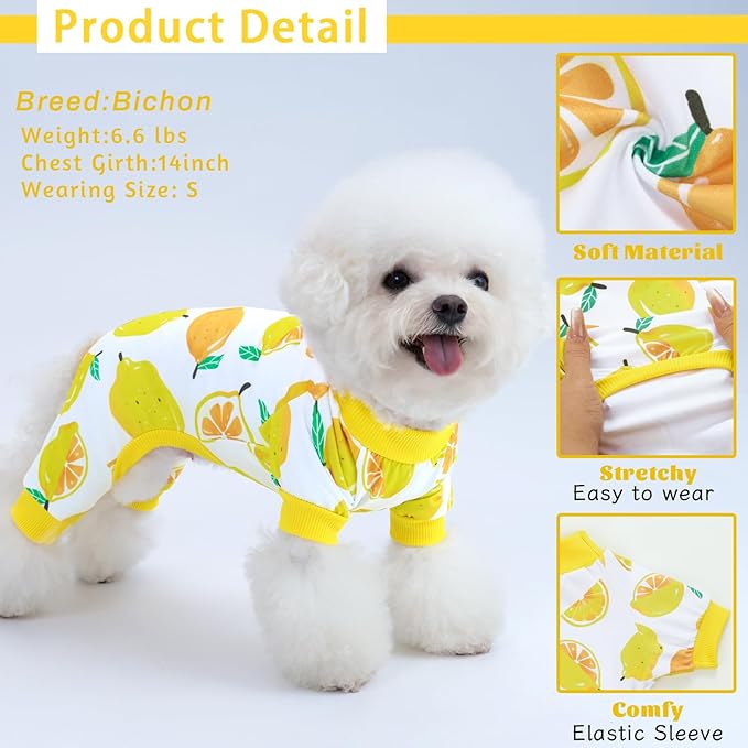 XPUDAC 4 Pieces Dog Pajamas Small Sized Dogs Boy Girl Strechy Soft Pjs Summer Pet Clothes for Dog Cat Puppy Onesies, XL