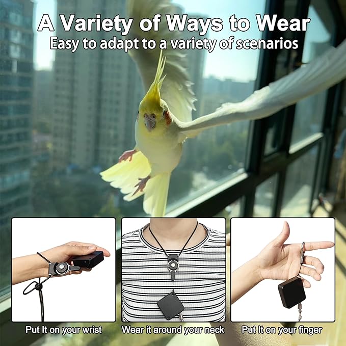 Retractable Bird Leash,Parrot Flying Rope,Anti-Bite Wire Rope Parrot Leash,Adjustable Bird Harness for Training,with 5pcs Alloy Foot Rings,for Budgies,Cockatiels,Crested Cockatoo,Macaws,20ft