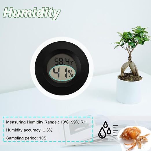 Reptile Thermometer and Humidity Gauge Digtal Terrarium Thermometer 2pc | Circular Bearded Dragon Cage Accessories Reptile Temp and Humidity Gauge for Leopard Gecko Hermit Crab Gecko Lizard Etc