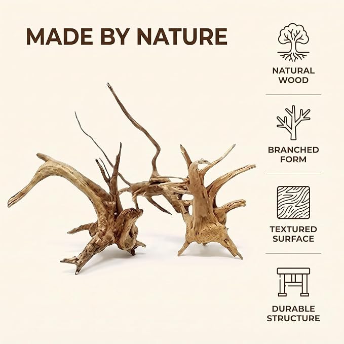 2Pcs Aquarium Driftwood Branches Natural Wood Reptiles Trunk Wood Fish Tank Decoration Plant Stump Ornament Landscaping, Fish Tank Decoration, 8-10cm