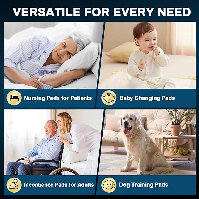 AAY Disposable Bed Pads 36" x 36" (100 Count) , Extra Large Heavy Duty Incontinence Underpads, Super Absorbent 3XL Chucks Pee Pads for Adults, Kids, Pets, Puppy Training