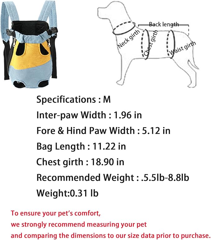 Lightweight Pet Backpack Carrier for Small Dogs & Cats - Easy-Fit Adjustable Straps, Basic Legs-Out Design, Durable for Daily Use (Fits Pets Under 15lb) (Red-White Color-Blocked, Medium)