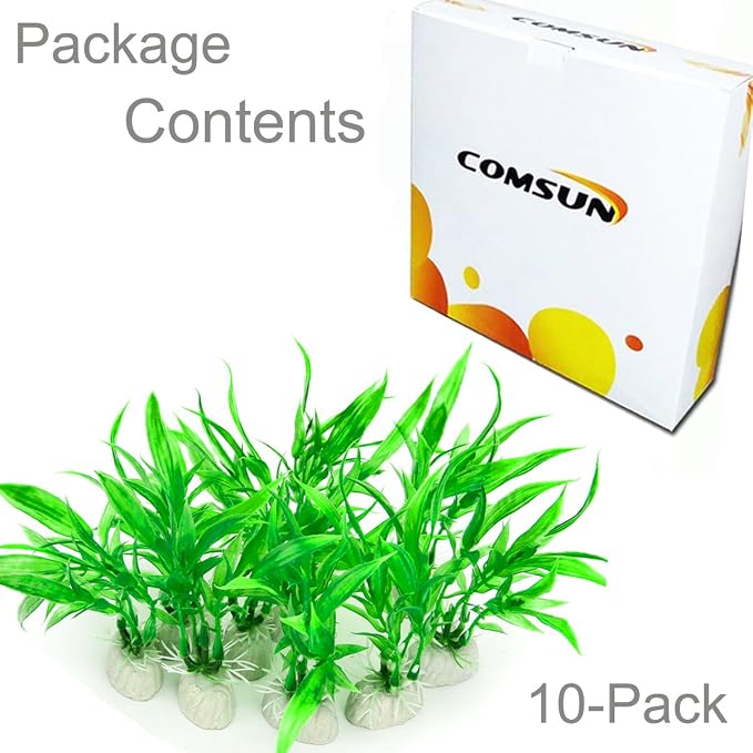 10 Pack Artificial Aquarium Plants, Small Size 4 inch Approximate Height Fish Tank Decorations Home Décor Plastic Green | Small Size 4 inch Approximate Height Fish Tank Decorations Home Décor Plastic Green