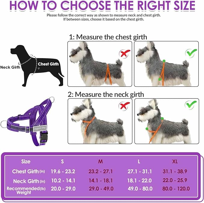 Lukovee No Pull Dog Harness & Leash Set - Heavy Duty Dog Vest Harness with Soft Padded for Medium Large Dogs, Adjustable Reflective Tactical Pet Harness for Easy Walk and Training (L, PU)