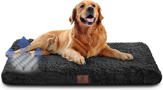 American Kennel Club Orthopedic Memory Foam Dog Crate Mat, Egg Crate Foam Cushion, Washable Cover, Non-Slip Base, Eases Joint Pain, Breathable, Durable, 42x27, Black