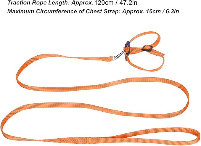 Bird Harness and Leash, 120cm Pet Parrots Adjustable Nylon Anti‑Bite Training Rope for Outdoor Flying Parrot Harness Leash Training Supplies for Parrots Alexandrine, Scarlet, Keck, Mini Macaw(Orange)