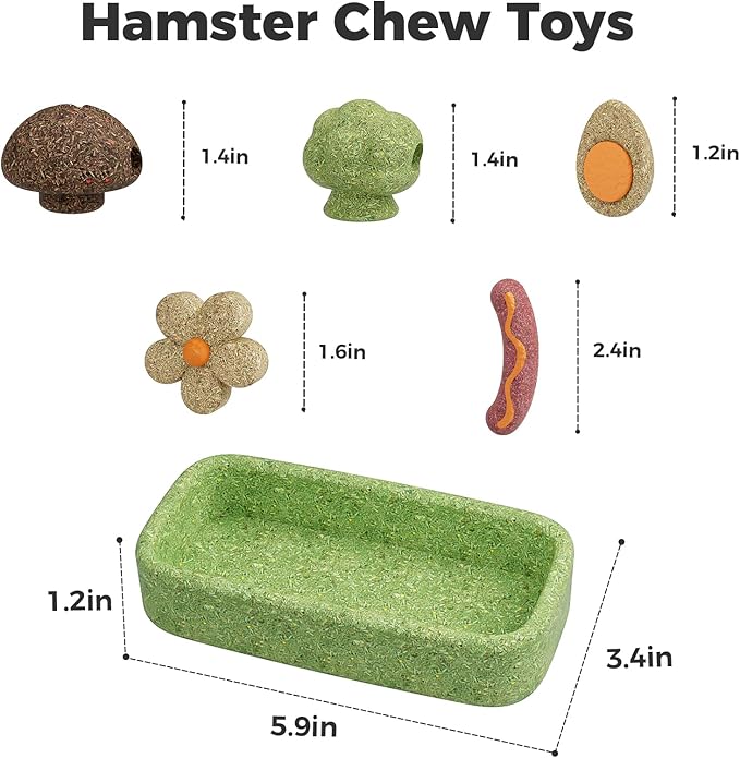 mini&moe Hamster Chew Toys for Teeth - Guinea Pig Chews and Treats Natural Hamster Enrichment Toys Improve Dental Health for Rat, Bunny, Chinchilla, Gerbils and Small Animal