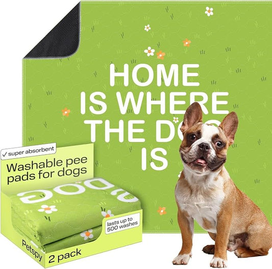 PetSpy Washable Pee Pads for Dogs - Waterproof Reusable Puppy Pads No-Slip Surface - Stylish Dog Potty Training Pads Protect Against Leakage (Grass, 1 Pack - 72" x 72")