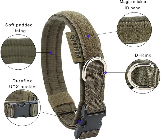EXCELLENT ELITE SPANKER Nylon Puppy Dog Collar Adjustable Soft Padded Collar Heavy Duty Quick-Release Buckle Lightweight No-Choke for Small Medium Dogs(RGN,S)