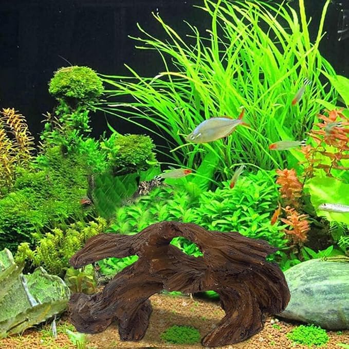 Tfwadmx 4 Pcs Aquarium Resin Driftwood Decoration Log Fish Tank Cave Hideout Wood Decor Freshwater Betta Ornament Aquarium Decorations