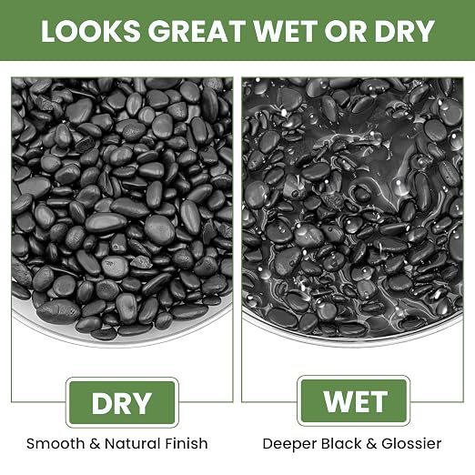 3/8-Inch Plant Decorative Gravel -6 Pounds Natural Black Decorative Pebbles | Smooth and Round, Black and Shiny, Scratch Resistant and Wear-Resistant, Natural Raw Stone