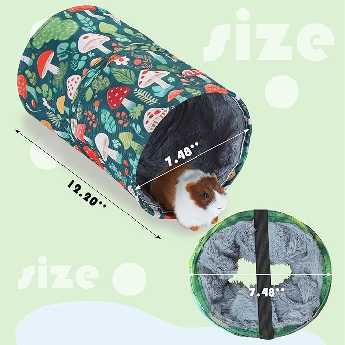 IBWell Cute Mushroom Guinea Pig Hideout Tunnel Bunny Tunnel Guinea Pig Tunnels and Tubes Hamster Tunnel Soft Tunnel