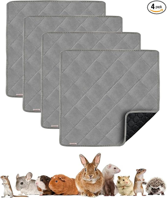 Guinea Pig Fleece Bedding, 14X14in 4Pack, Easy Clean & Super Absorbent & Odor Control & Waterproof Reusable Guinea Pig Cage Liner for Guinea Pig, Dog, Small Animal, Rabbit, Bunny, Chinchilla
