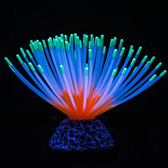 Uniclife Aquarium Imitative Green Sea Urchin Ball Artificial Silicone Ornament with Glowing Effect for Fish Tank Landscape Decoration