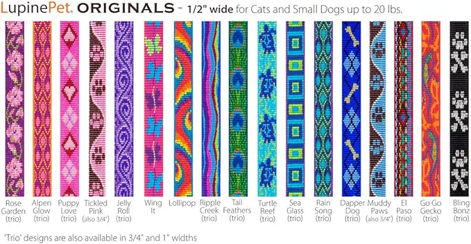 Breakaway Cat Collar with Bell by Lupine 1/2" Wide El Paso Design adjusts 8-12"