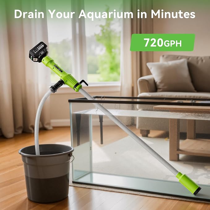 Taskstar Cordless Stick Transfer Pump for Water/Diesel, 2.2" Slim Filter OD | 720 GPH Draining, 16 FT Lift, 30-Min Runtime Per 4.0 Ah Battery, for Basement, Pool, Pond, Rain Barrels, Boat, Aquarium & RV