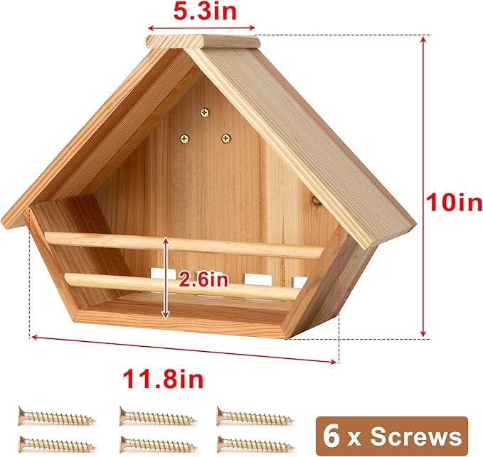 2 Pack Cedar Mourning Dove Nesting Box, Oltara Wooden Dove Pigeon Bird House for Outdoors