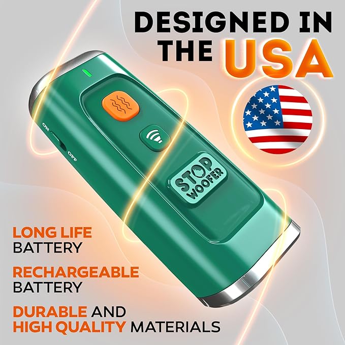 STOPWOOFER Ultrasonic Dog Bark Deterrent, No Shock Humane Bark Control Device, Stops Barking Fast, Indoor & Outdoor Dog Trainer, Safe for Medium Dogs