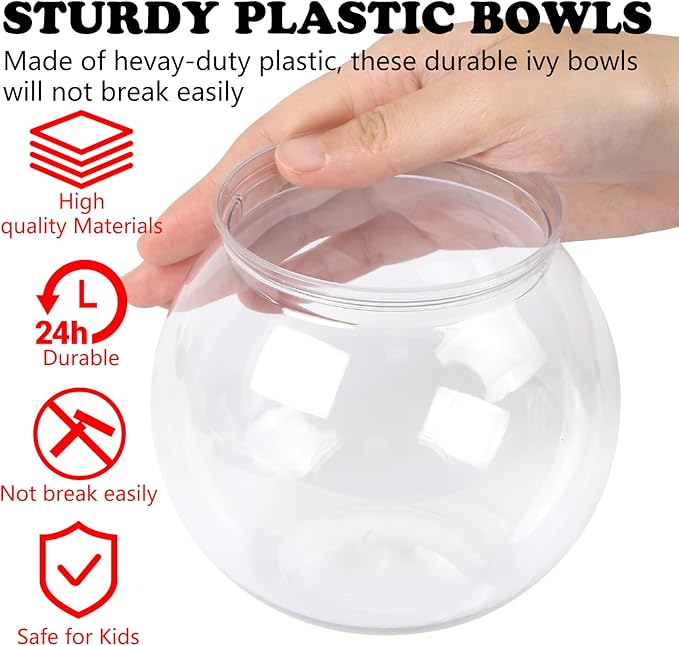 MIDELONG Mini Plastic Fish Bowl, 27 oz Decorative Fish Bowls Unbreakable Heavy Duty Goldfish Bowl for Centerpiece Vases, Party Decorations, Pack of 1